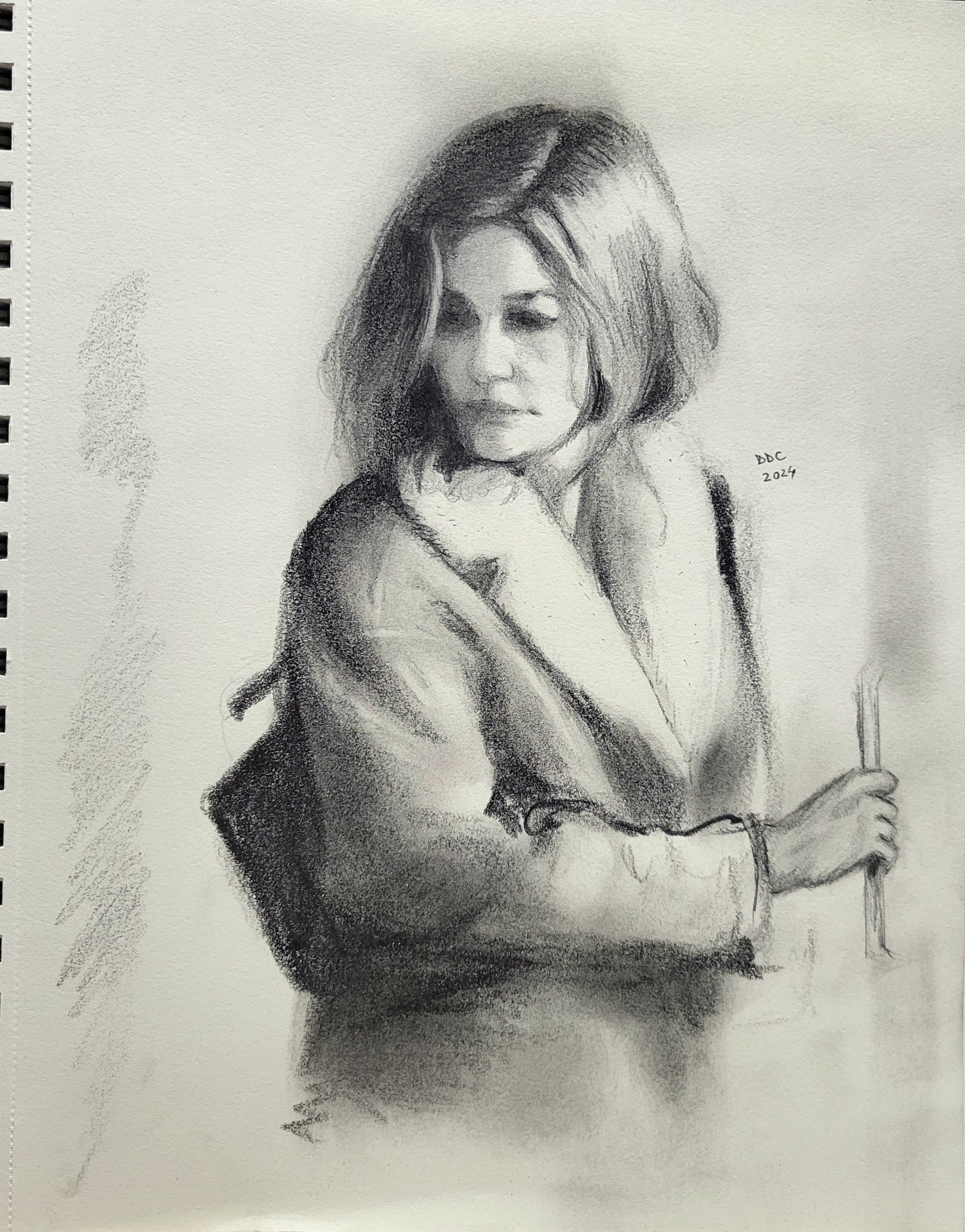 Last look: Original pencil and charcoal drawing on paper