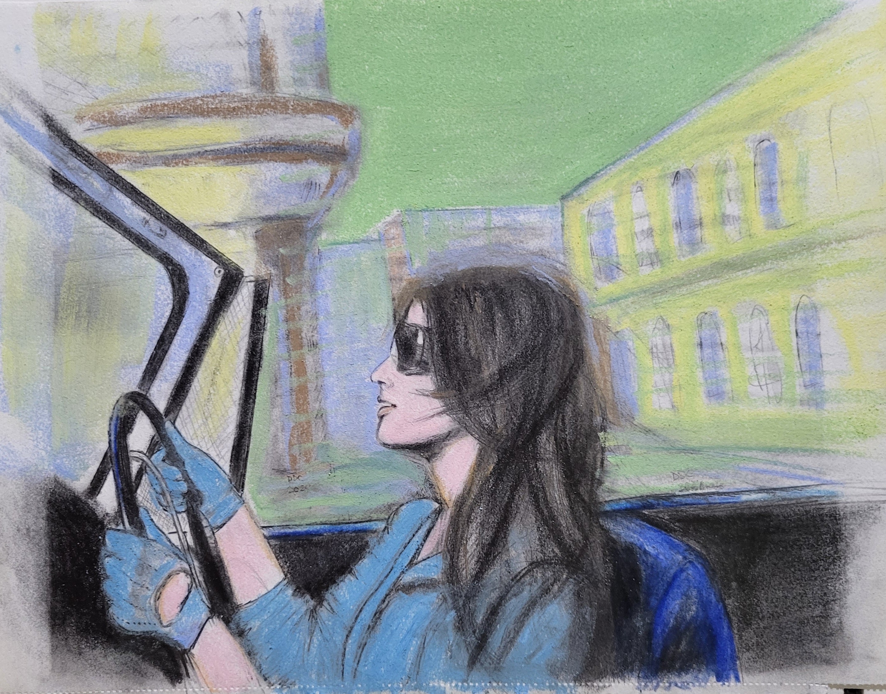 Speed: Original pencil and chalk drawing on paper