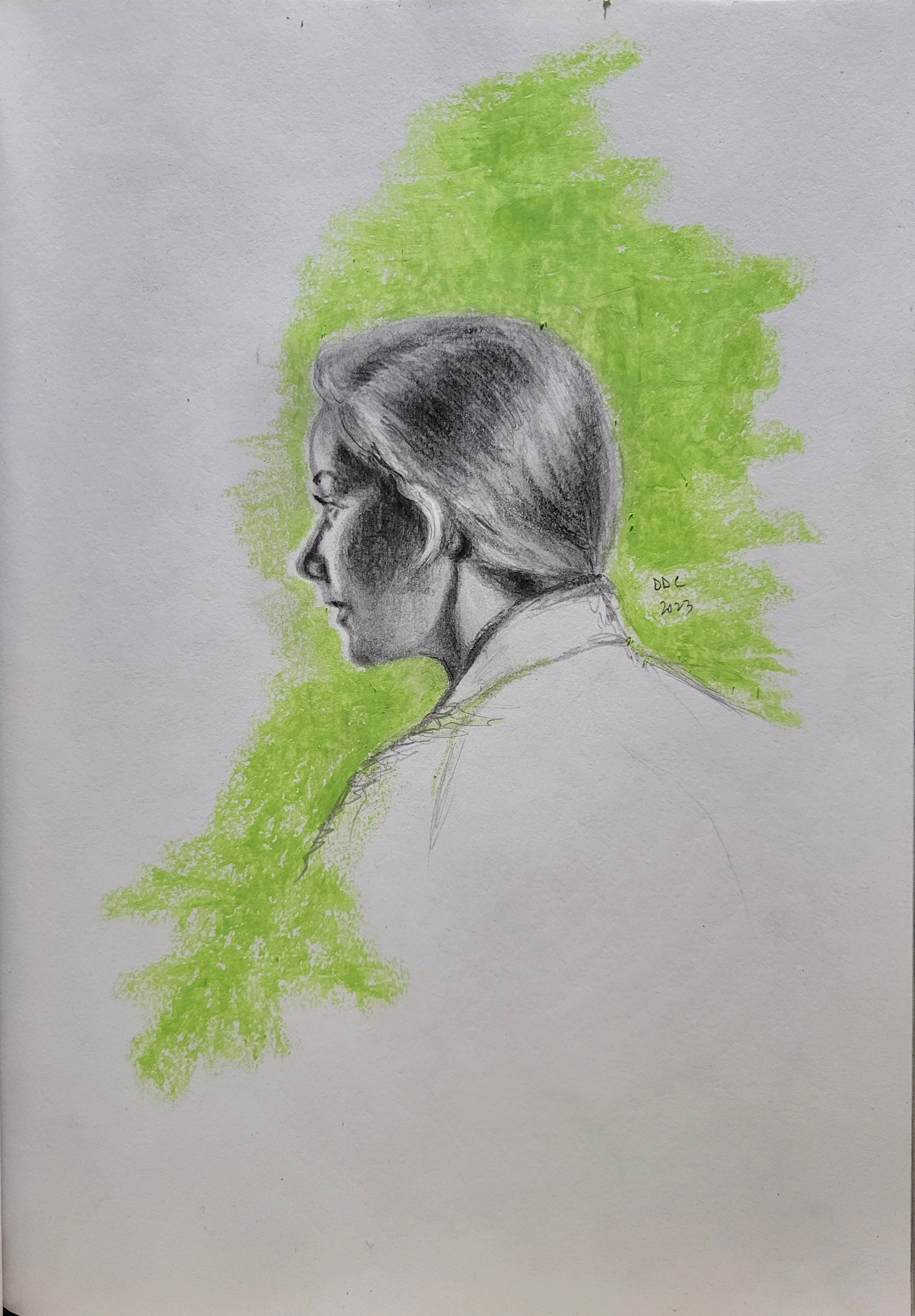 Hope: original pencil and oil pastels drawing on paper