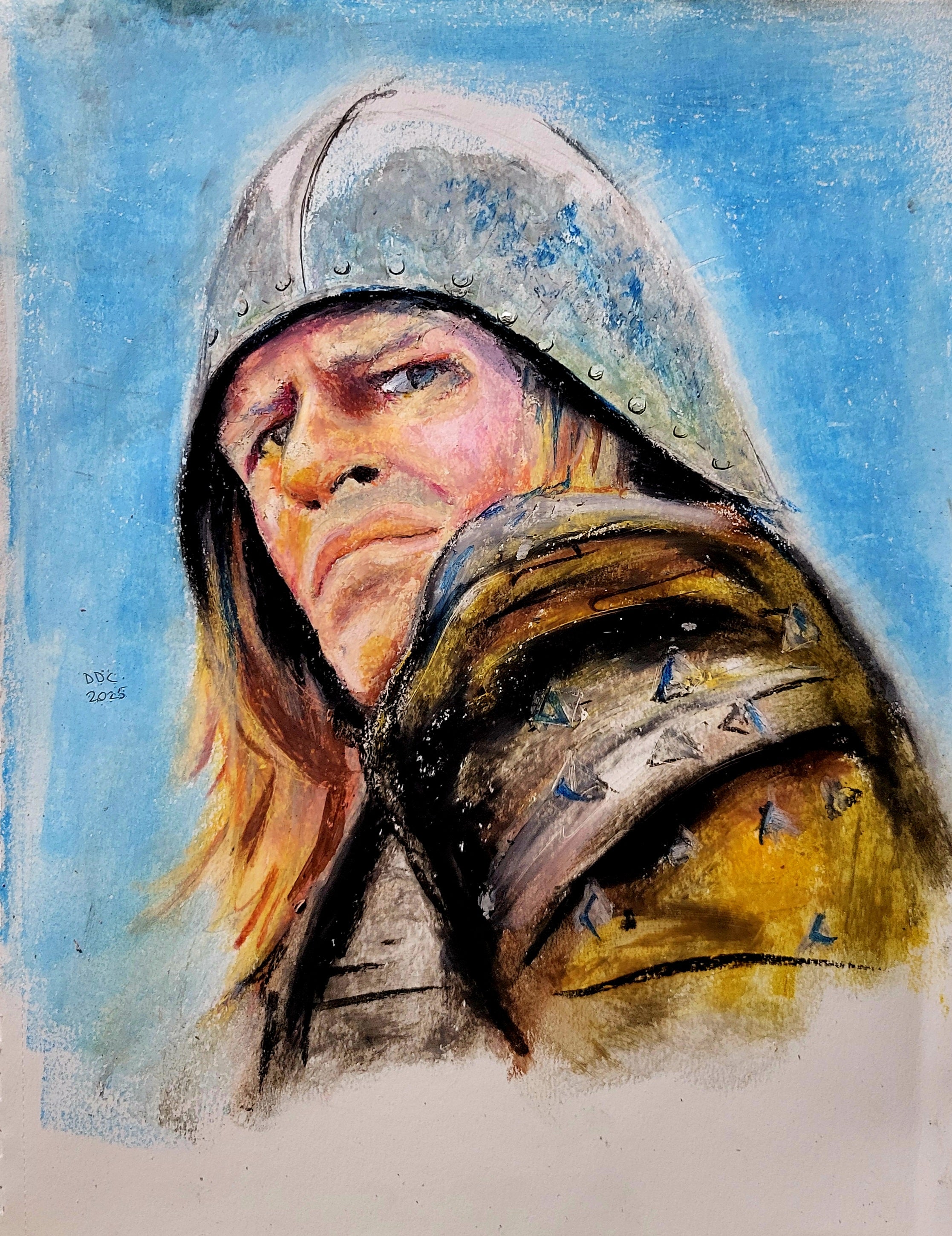 Rendition of character from "Aguirre, The Wrath of God": Oil pastels drawing on paper