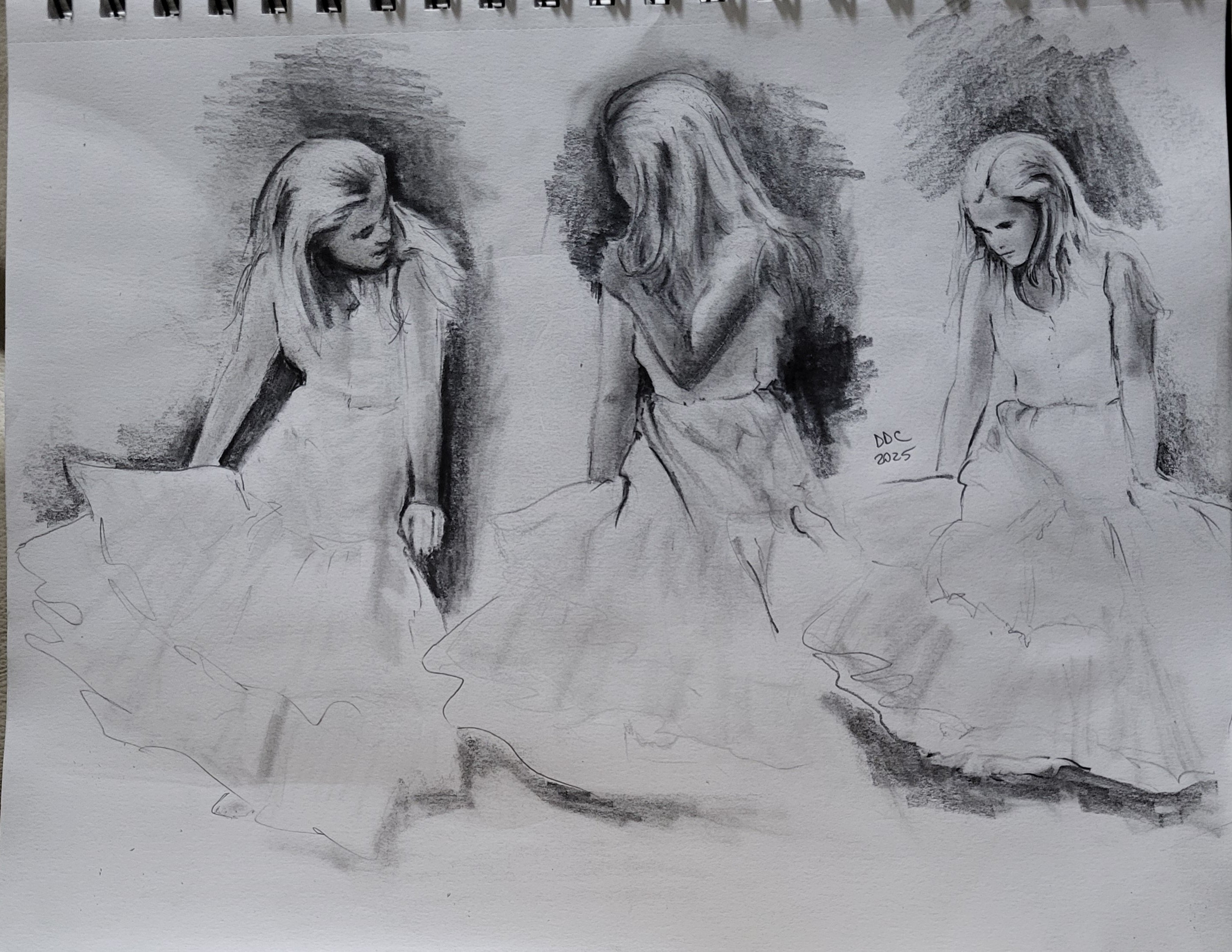 Trio: Original pencil drawing on paper