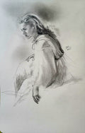 Angelic:  Original pencil and charcoal drawing on paper