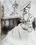 A cup of tea: Original pencil drawing on paper