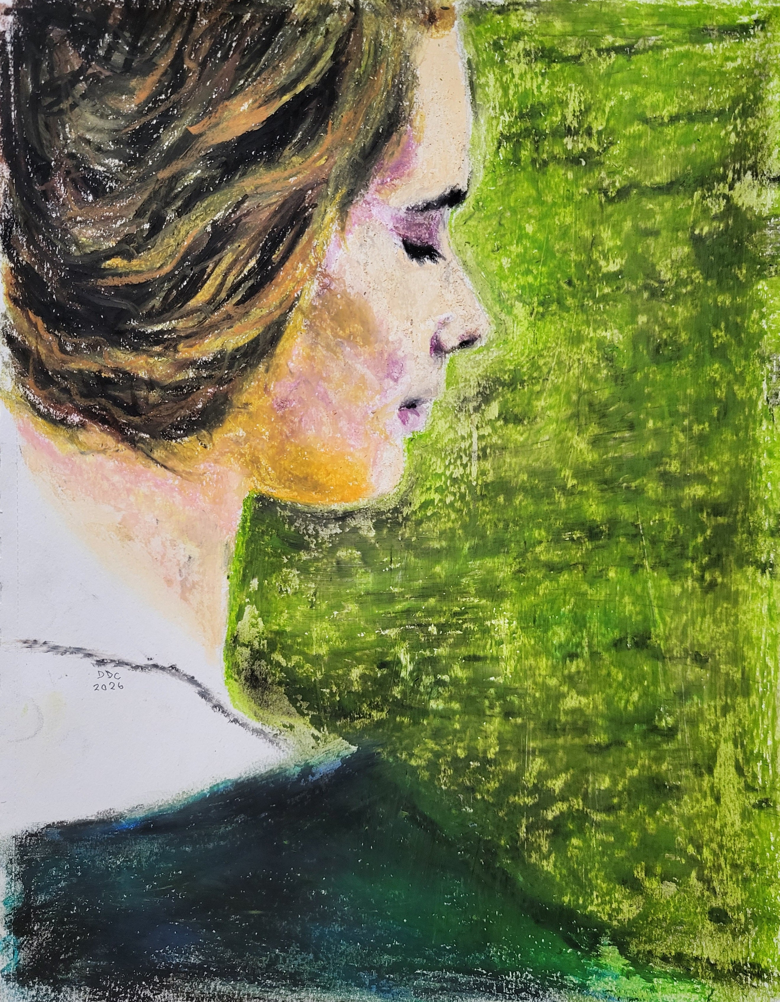 Breathe:  Original oil pastels drawing on paper