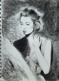 A glimpse: Original pencil and charcoal drawing on paper