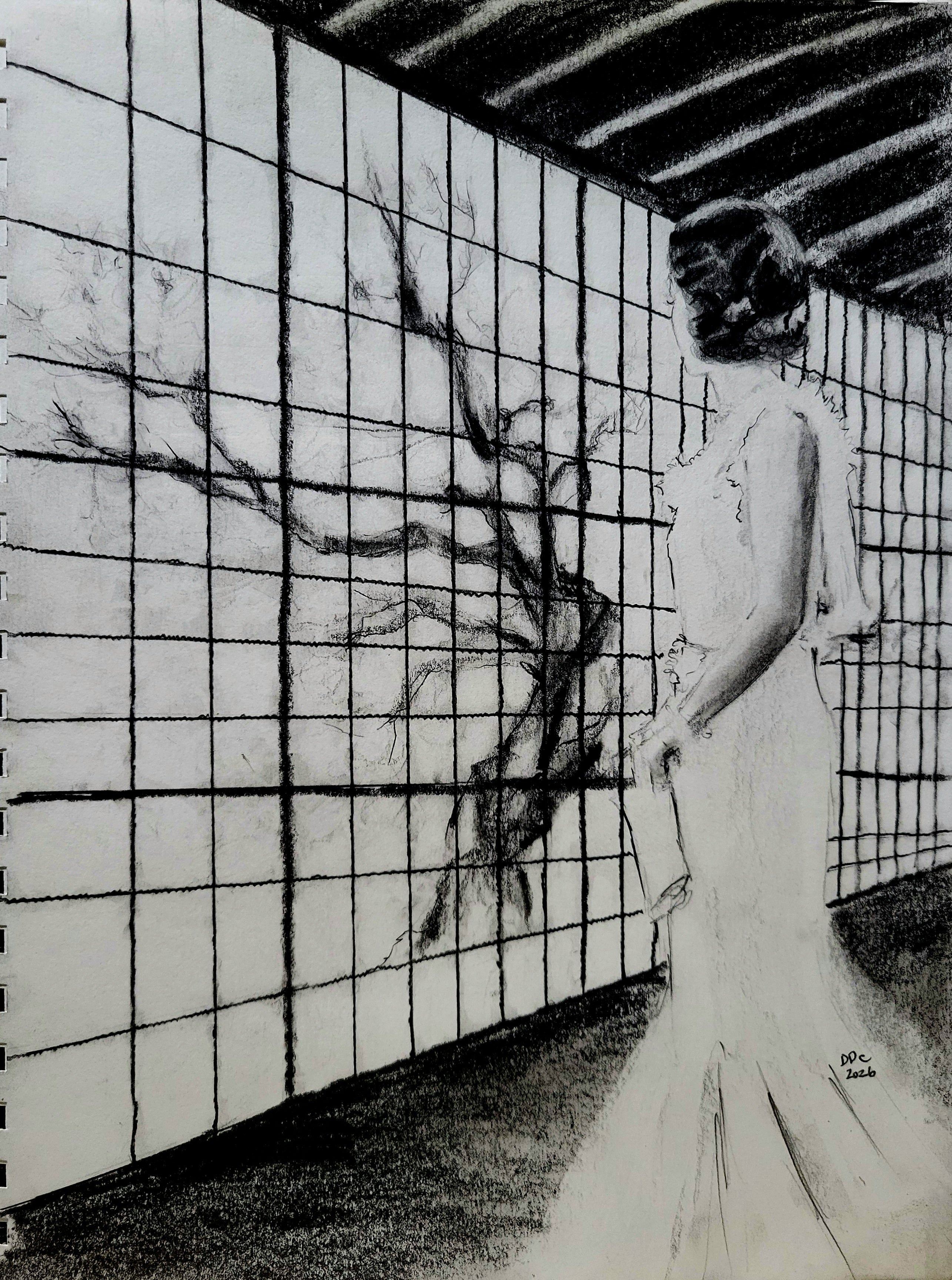 Winter: Original pencil and charcoal drawing on paper