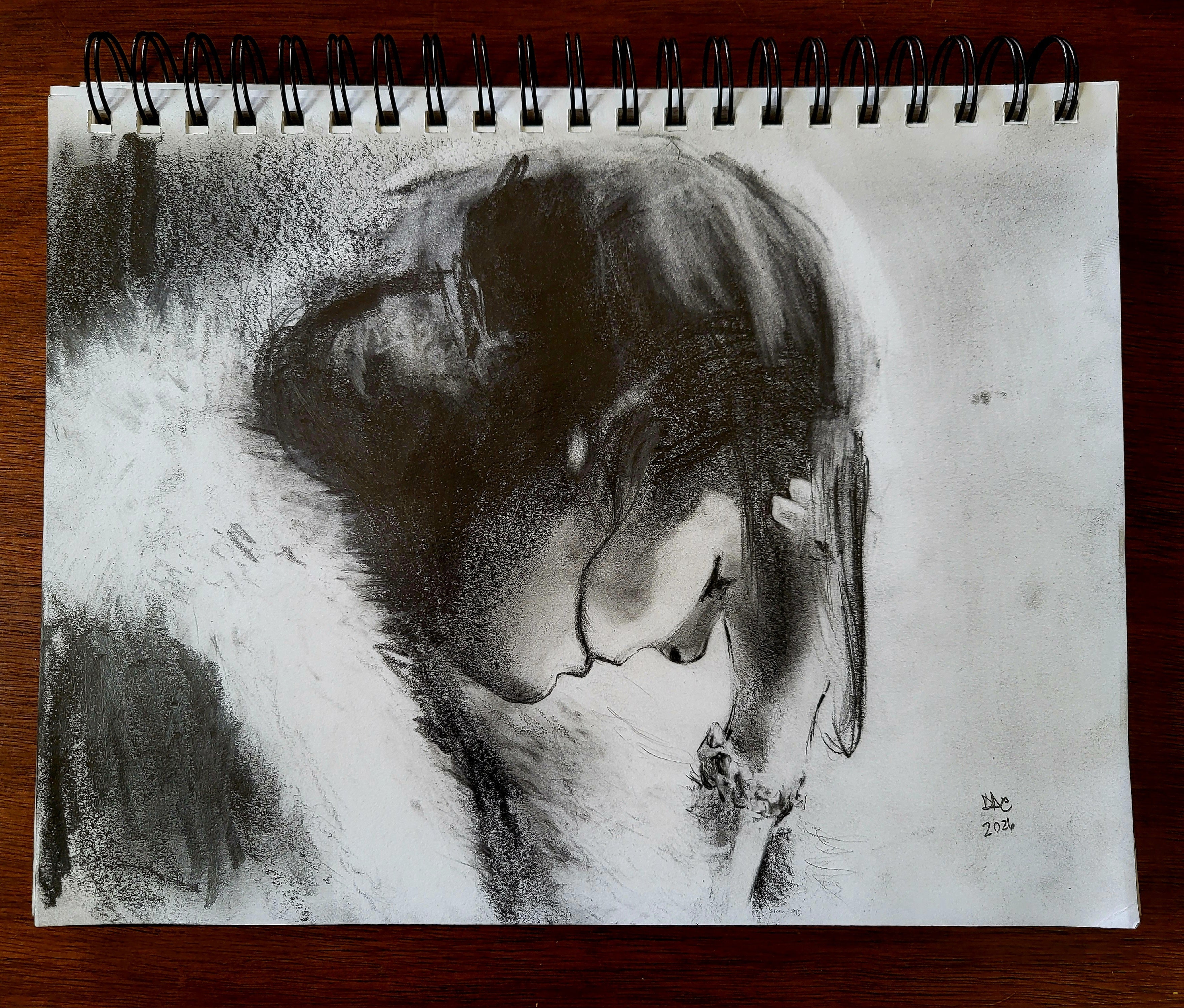 Distraught: Original art pencil and charcoal on paper