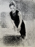 Chess: Pencil and charcoal drawing on paper