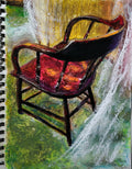 The old chair:  Original oil pastels drawing on paper