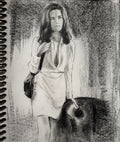 Another scene Rendition of Ali MacGraw in "The Getaway": Pencil and charcoal drawing on paper