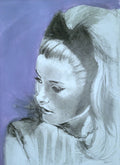 Periwinkle: Original Pencil & Charcoal Drawing and Watercolor